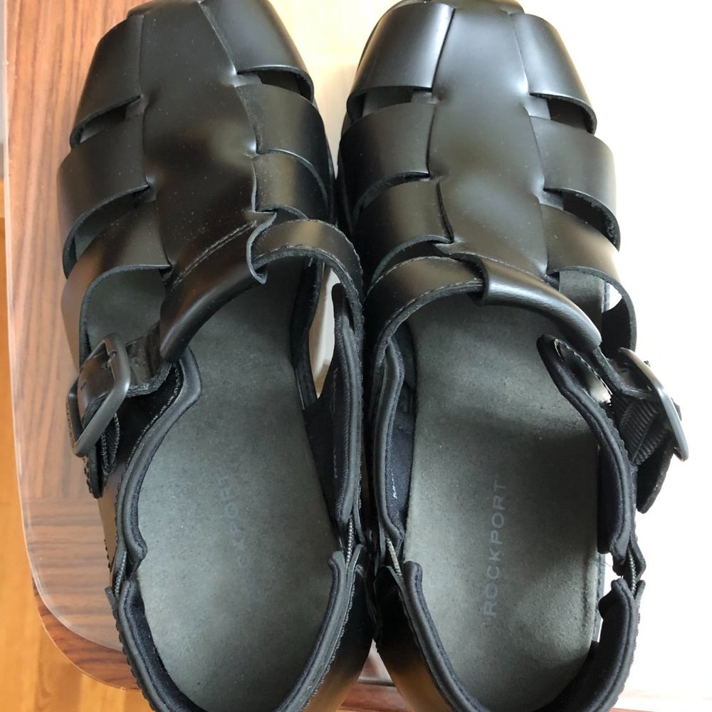 Rockport Black Leather Dress Sandals Size 10 - MINT! - Picture 3 of 8